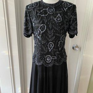 Black~Brillante by J.A. Gown~Black beads Sequin~Size PM~Wedding~Mother of Bride